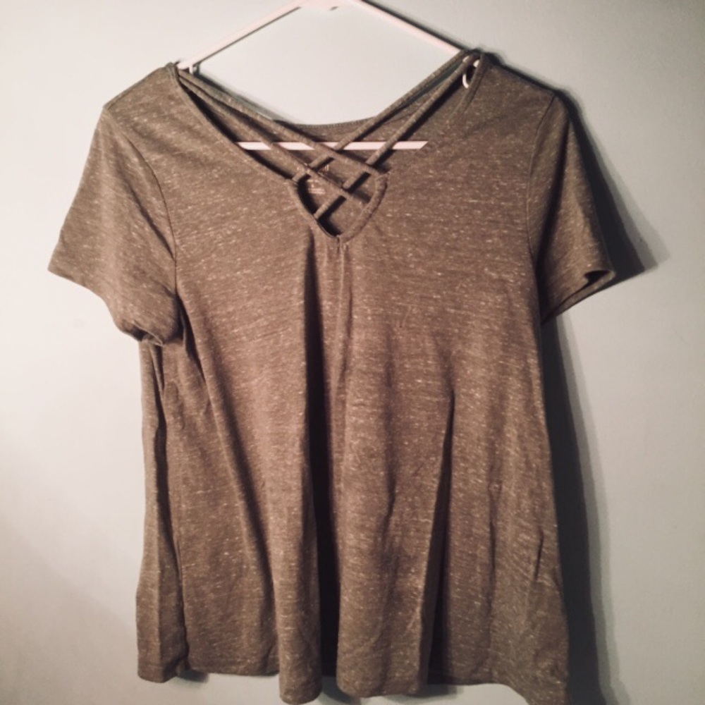 Cactus Green , Strapped V-cut. Short Sleeve Tee.